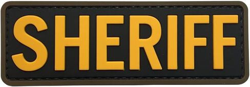 رقعة شريف صغيرة من مطاط PVC باللونين الأسود والأصفر مقاس 4 × 1.4 بوصة مع خطاف خلفي للسترة التكتيكية in Kuwait