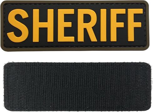 رقعة شريف صغيرة من مطاط PVC باللونين الأسود والأصفر مقاس 4 × 1.4 بوصة مع خطاف خلفي للسترة التكتيكية in Kuwait