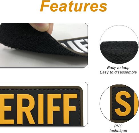 رقعة شريف صغيرة من مطاط PVC باللونين الأسود والأصفر مقاس 4 × 1.4 بوصة مع خطاف خلفي للسترة التكتيكية in Kuwait