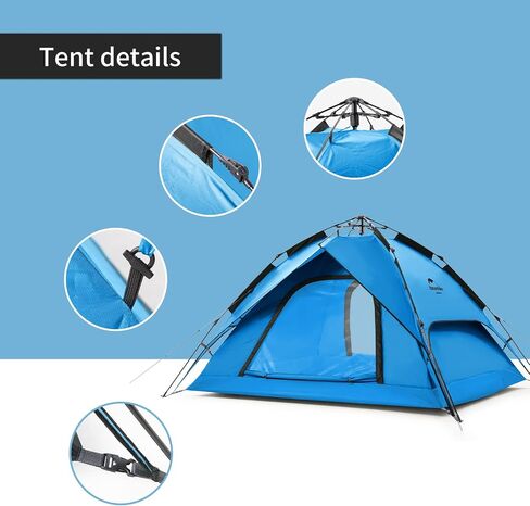 Naturehike Camping Tent, 3-4 Person Pop Up Tent for Camping, Easy Set up Instant Tent for Camping, 3 Person 4 Person Camping Tent in Saudi Arabia