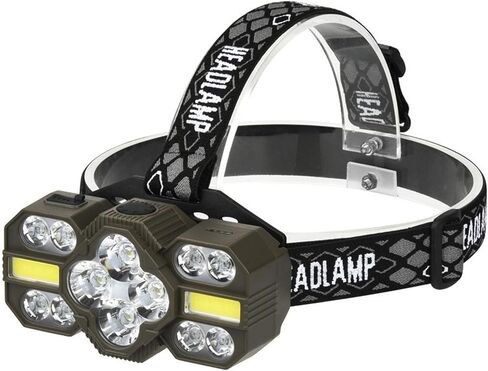 مصباح أمامي LED قابل لإعادة الشحن، 22000 لومن 14 مصباح أمامي LED + ضوء أحمر. مصابيح أمامية للبالغين، والتخييم، والخارج، وإضاءة القبعة الصلبة in Saudi Arabia