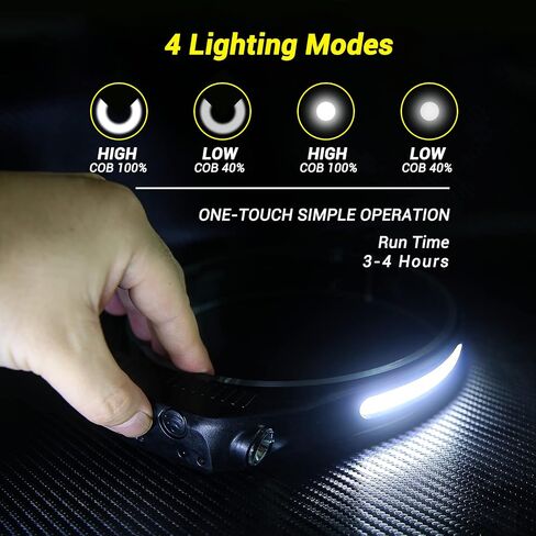 Rechargeable LED Headlamp, COB 230 ° Wide Beam, 2 Light Source Headlamp, Motion Sensor, 1200 Lumens, 8 Light Modes, IPX6 Waterproof, Headlamp Camping, Running, Cycling, Fishing in Saudi Arabia