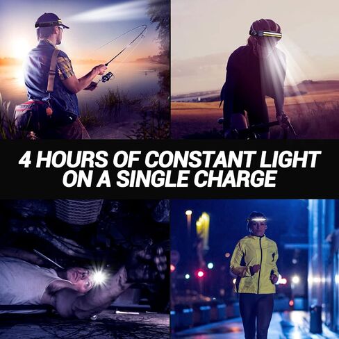 Rechargeable LED Headlamp, COB 230 ° Wide Beam, 2 Light Source Headlamp, Motion Sensor, 1200 Lumens, 8 Light Modes, IPX6 Waterproof, Headlamp Camping, Running, Cycling, Fishing in Saudi Arabia