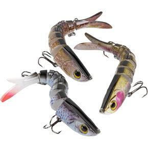 KINGDOM 6 Colors Multi Joints Fishing Plugs 33g*3pcs Sinking Fishing Lures 120mm/140mm S-shaped Swimming Style 3D Simulated Fish Eye High Carbon Steel Hook Fishing Bait