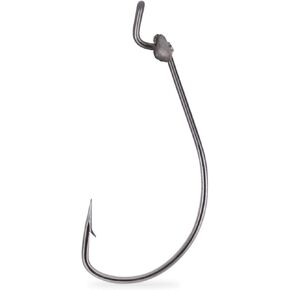 Mustad KVD Grip-Pin 2X Fine Soft Plastics Big Mouth Wide Gap Forged Hook (5 Pack), Black/Nickel, Size 2/0