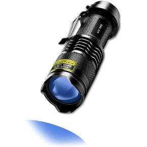 Mini UV Flashlight 365nm - Lightweight, Portable, and Zoomable, Ideal for Detecting Anti-counterfeiting, Fluorescent Agents, and More - Batteries Not Included