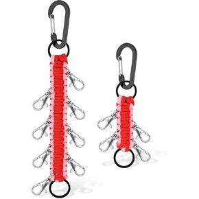 2pcs Bow Holder for Backpack, Large & Small Multifunctional Cheer Bow Holder Paracord Keychain Holder for Teen Girls High School College Sports (Pink)