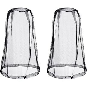 Mosquito Head Net Mesh, Bug Net for Head Mosquito Face Net for Outdoor Hiking Camping Fishing Mosquito and Insert Protection (2 Pack Black)
