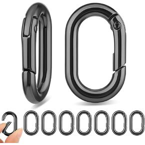 Spring Snap Hook, Oval Carabiner Clip, Ymapinc 10Pcs Tiny Metal Key Chain Clip Quick Release Car Key Ring Small Locking Carabiners Safety Chain Connector for Hiking Purse Backpack