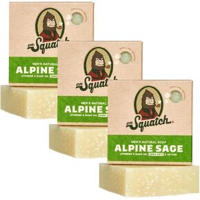 Dr. Squatch Men's Bar Soap - 3-Pack Alpine Sage - All Natural Bar Soap for Men - 3 Bars of Soap - Smell like a Warm Mountain Breeze