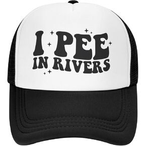 I Pee in Rivers Trucker Hat Funny Hats Adjustable Classic Fishing Cap for Men and Women Black