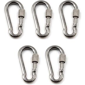 304 Stainless Steel Spring Snap Key Chain Clip Hook Screw Gate Buckle with Screw Gate Lock for Home,Outdoor Camping,Hiking Fishing,Traveling,Backpack