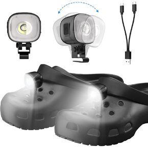 Original 2 Rechargeable Headlights for Crocs Charms, Flashlight Attachment for Crocs, Accessory for Crocs Kids Boy Girl Men Women Adult Sandals, Clip on Clog Light up Shoe Decoration Charms for Crocs