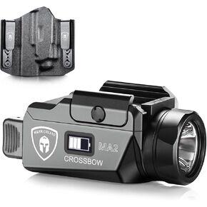 WARRIORLAND MA2 Universal Rail Mounted 800 Lumens Tactical Light with Glock 17/19 OWB Kydex Holster Combo, Magnetic USB Charging Pistol Light with Screen Displays Battery Status