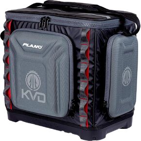 Plano KVD 3700 Signature Series Tackle Bag, Black with Red Accents, Water-Resistant TPE Coated Fabric, Premium Customizable Fishing Storage, Soft Tackle Bag