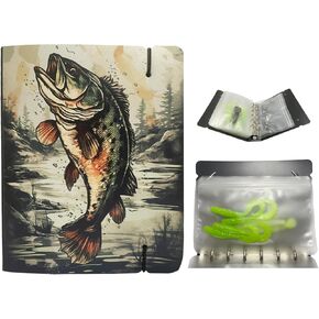 Fishing Lure Bag Binder, Soft Plastic Bait Storage Binder, Saltwater Resistant Tackle Bag with 9 Pocket Sleeves, Organize Storage Lines, Hooks, Sinkers, Rigs, Jigs Bait Bags for Fishing