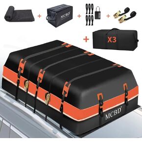 30 Cubic Feet Rooftop Cargo Carrier Bag, Waterproof Soft-shell Car Roof Bag for All Vehicles SUV with/without Rack, Car Top Luggage Storage Bag with 3 Inner Bags,Orange