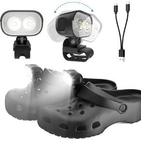 2 Original Rechargeable Headlights for Crocs, Adjustable Croc Light for Shoes, Waterproof Flashlights for Crocs Kids Adults, Headlamp Clip, Christmas Lights Decorations for Crocs
