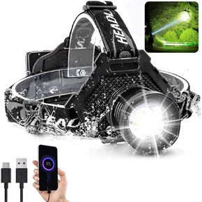 Headlamp,Brightest Head lamp,90000 LM Super Bright Headlamp USB Rechargeable 5 Modes Waterproof Headlamp, with 9600mah Rechargeable Battery, Suitable for Camping, Night Riding