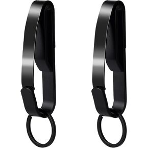 2pcs Tactical Key Holders for Duty Belt and 4pcs Key Rings, Stainless Steel Tactical Stealth Key Ring Holder Clip for Police and Fire agencies Men for 1.5-1.85inch Wide Duty Belts (Black)