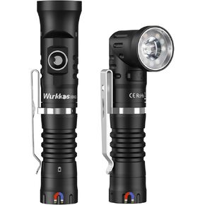Wurkkos HD11 Flashlight with Magnet,90 Degree Rotating 1800 Lumens Spotlight Floodlight Freely Adjustable Handheld Flashlights With Red Light,IP68 Waterproof Flashlights for Working Outdoors,Repairing