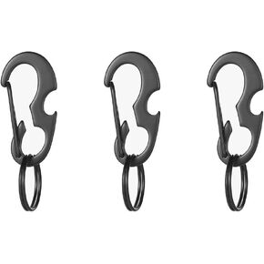 3 قطع صغيرة من نوع D مشبك حلقة تسلق صغير عالي التحمل للتخييم في الهواء الطلق فتاحة زجاجات بإبزيم تسلق الجبال باللون الأسود in Kuwait