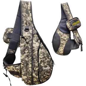 Aventik Tenkara Sling Bag, Adjustable Outdoor Tenkara Fishing Shoulder Backpack, Large Capacity with Multi Function(Camo)