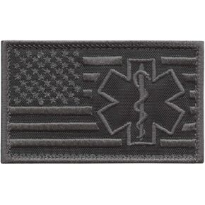 USA Flag MED EMS Skull Blackout Subdued Medic Paramedic USA Army Tactical Morale Touch Fastener Cap Patch
