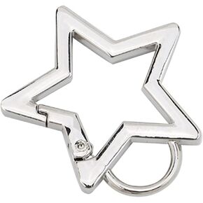 Silver Star Shaped Stainless Steel Keychain Clip Carabiner Snap Hook Carabiner Hook Clip Key Holder Carabiner Clip Zinc Alloy Spring Buckle for Keys and Wallet with Key Chain Rings Accessories