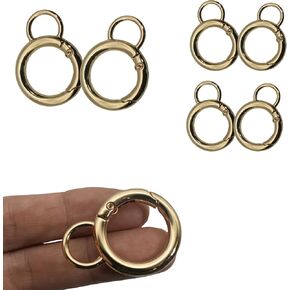 15PCS Spring O-Rings Clips Snap Hook Round Carabiners DIY Craft Accessories for Keyring Bags Purses, GunBlack Double Rings Buckles