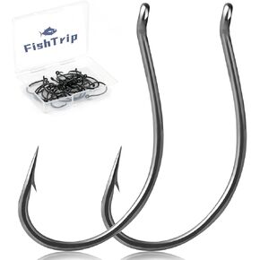 Drop Shot Hooks for Bass Fishing, 50pcs Dropshot Hook for Wacky Rigs Saltwater Freshwater (4# 2# 1# 1/0 2/0)
