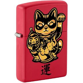 Zippo Lighter: Lucky Cat, Maneki-Neko - Red Matte 81369