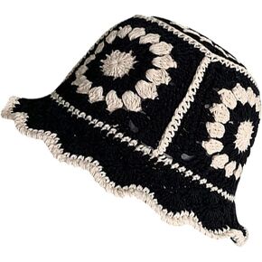 Crochet Bucket Hats for Women Cute with Ethnic Characteristics Knitted Hat Pretty Beach Little Hat