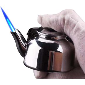 ولاعة INSTR Creative Kettle مقاومة للرياح، ولاعة شعلة، ولاعات شموع، ولاعات قابلة لإعادة الملء، ولاعة لطيفة، قابلة للتعديل، ولاعة نفاثة، هدايا فريدة للرجال (بدون غاز)