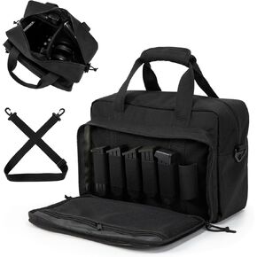 Small Range Bag For 2 Pistols Gun Range Bags For Handguns And Ammo Dual Pistol Handgun Revolver Hunting Bag Gun Carrying Case/Lockable Zippers