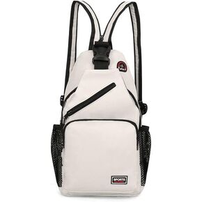 Cross Body Bag Sling Backpack Bag,Crossbody Bag Chest Bag with Belt Waist Pack for Women Man,White