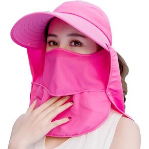Sun Hats for Women Wide Brim UV Protection Visor UPF 50+ Fishing Hats Foldable Ponytail Summer Hat with Detachable Flap
