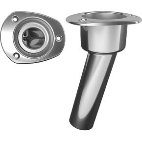 Stainless Steel 15° Rod & Cup Holder - Open - Oval Top