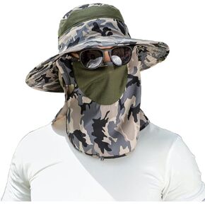 Sun Hats for Women, Hat with Face Cover, Sun Hats for Women Protection, Fishing Hats for Women, Mens Sun Hats, Hat with Neck Flap, Outdoor Hat with Face Cover & Neck Flap for Women and Men Camouflage