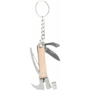 Kikkerland 10 in 1 Pocket Compact EDC Gear Equipment Stainless Steel Multi-Tool, White, Wood Handle, for Outdoors, Camping Tool Accessories Survival