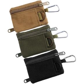 3 PCS Outdoor Pouch with Hooks, Multifunction Wallet Mini Portable Zipper Pouch Coin Purse Belt Bag Waist Bag for Men Outdoor Camping Hiking