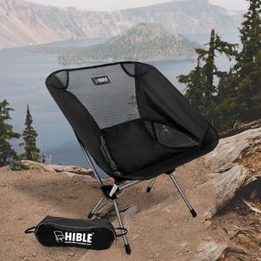 HIBLE Carbon Fiber Folding Camping Chair, Ultra-Light Portable Camp Chair for Hiking, Beach, Fishing, Stable Backpacking Chair (Supports 265 Lbs)