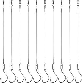 Circle Hooks Rigs Circle Hooks with Leader, 20pcs Catfish float Rigs Catfish Rigs with Offset Fishing Hooks Heavy Duty Circle Hooks with Mono Leader Wire Chunky Rigs Bass Catfish Fishing Lure Rig
