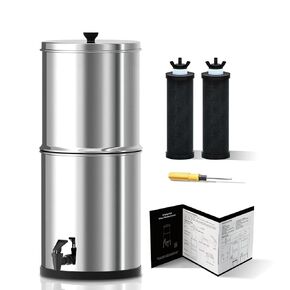 فلتر مياه بيورويل من الفولاذ المقاوم للصدأ مزود بالجاذبية، سعة عالية 2.9 جالون مع عنصرين تنقية للاستخدام المنزلي والتخييم in Kuwait