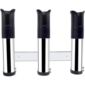 3 in 1 Tube Fishing Rod Rack, 316 Stainless Steel Side Mounted Rod Holder Bracket, Adjustable Fishing Rod Pod, 3 Tube Links Fishing Pole Holder for for Boat Truck Ship Yacht and More