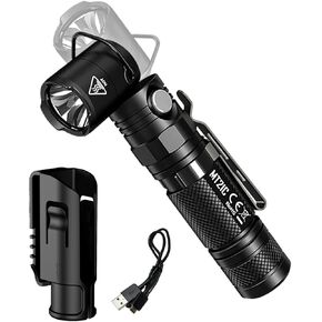 Nitecore MT21C LED Flashlight, 1000 Lumen Right Angle 90 Degree Tiltable Head L-Shape USB Rechargeable with Hard Duty Holster