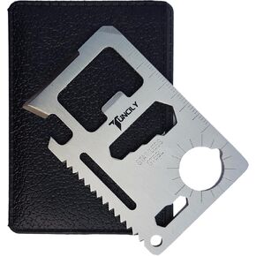 Survival Credit Card Multitool by Tuncily (Silver) - 11 in 1 Wallet Multipurpose Tool, Bottle Opener, Everyday Utility Tactical Multi Tool | Surprise Gift for All Occasions