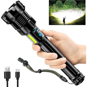 ANKRA Flashlights High Lumens Rechargeable, 990000 Lumens Super Bright LED Flashlight, 9 Modes with COB Work Light, IPX7 Waterproof & Zoomable Tactical Flashlight for Emergencies, Camping, Hiking