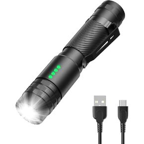 Rechargeable Flashlights 2000 High Lumen, Super Bright Tactical LED Flashlight Small, Compact Flashlight Waterproof IPX6, USB-C Rechargeable Pocket Flashlight 5 Modes for Outdoor, Emergency