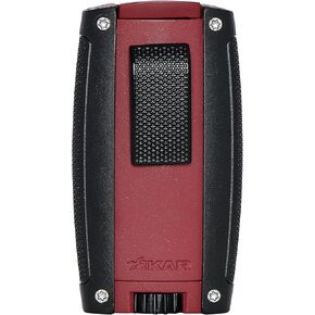 Xikar Turismo Double Jet Flame Cigar Lighter, Attractive Gift Box, Pocket-Friendly, Protective Flip-Lid, Over-Sized Fuel Tank, Matte Red